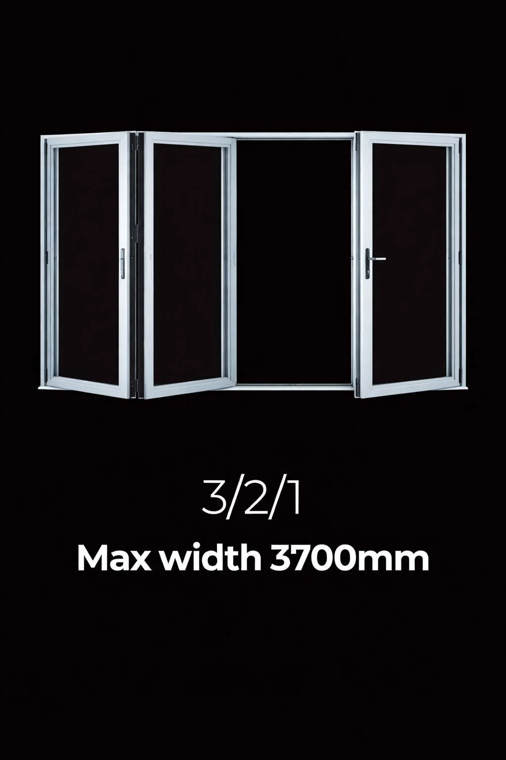 บานเฟี้ยมอลูมิเนียม 3 บาน ระบบ 3/2/1 กว้างสูงสุด 3700mm