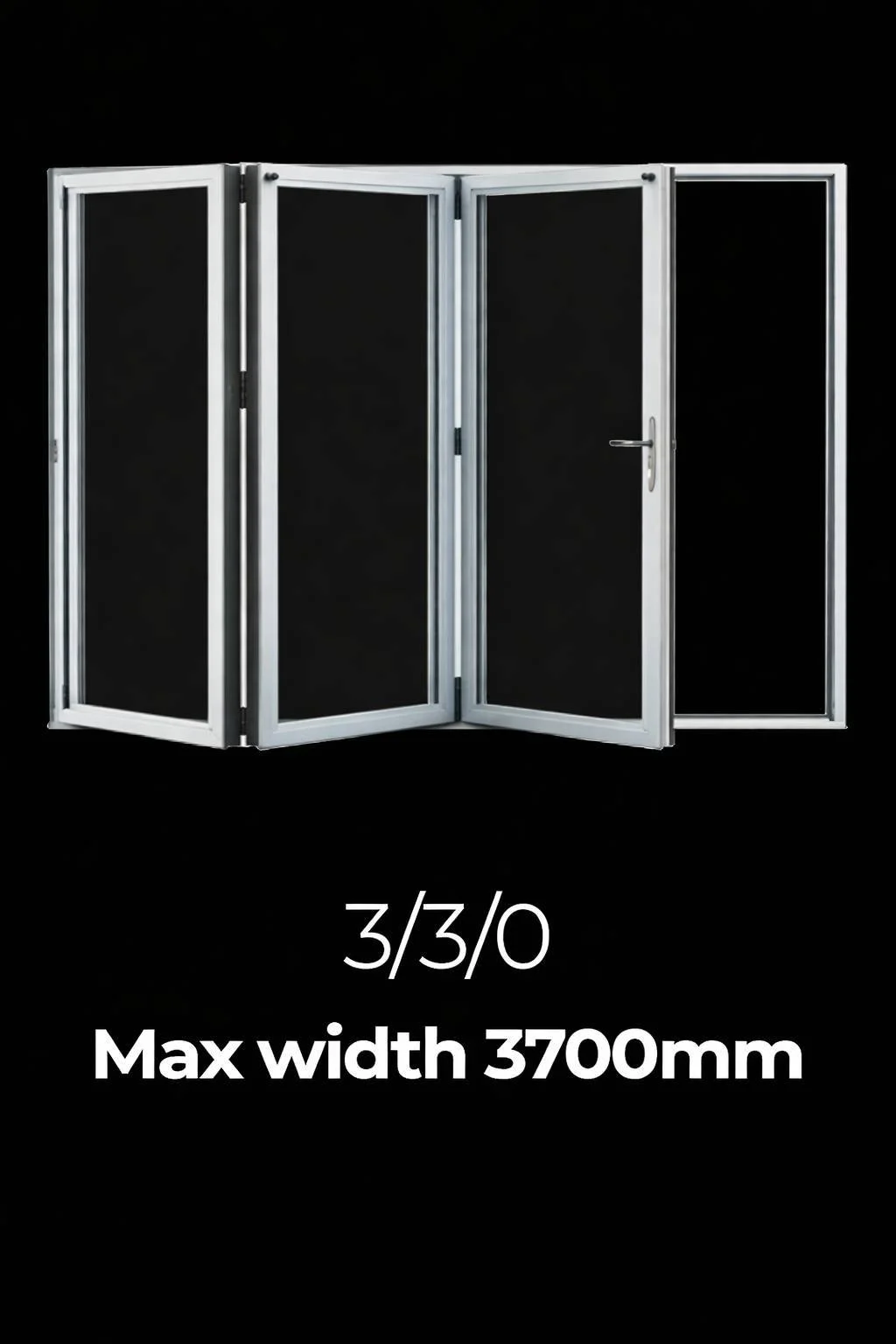 บานเฟี้ยมอลูมิเนียม 3 บาน ระบบ 3/3/0 กว้างสูงสุด 3700mm