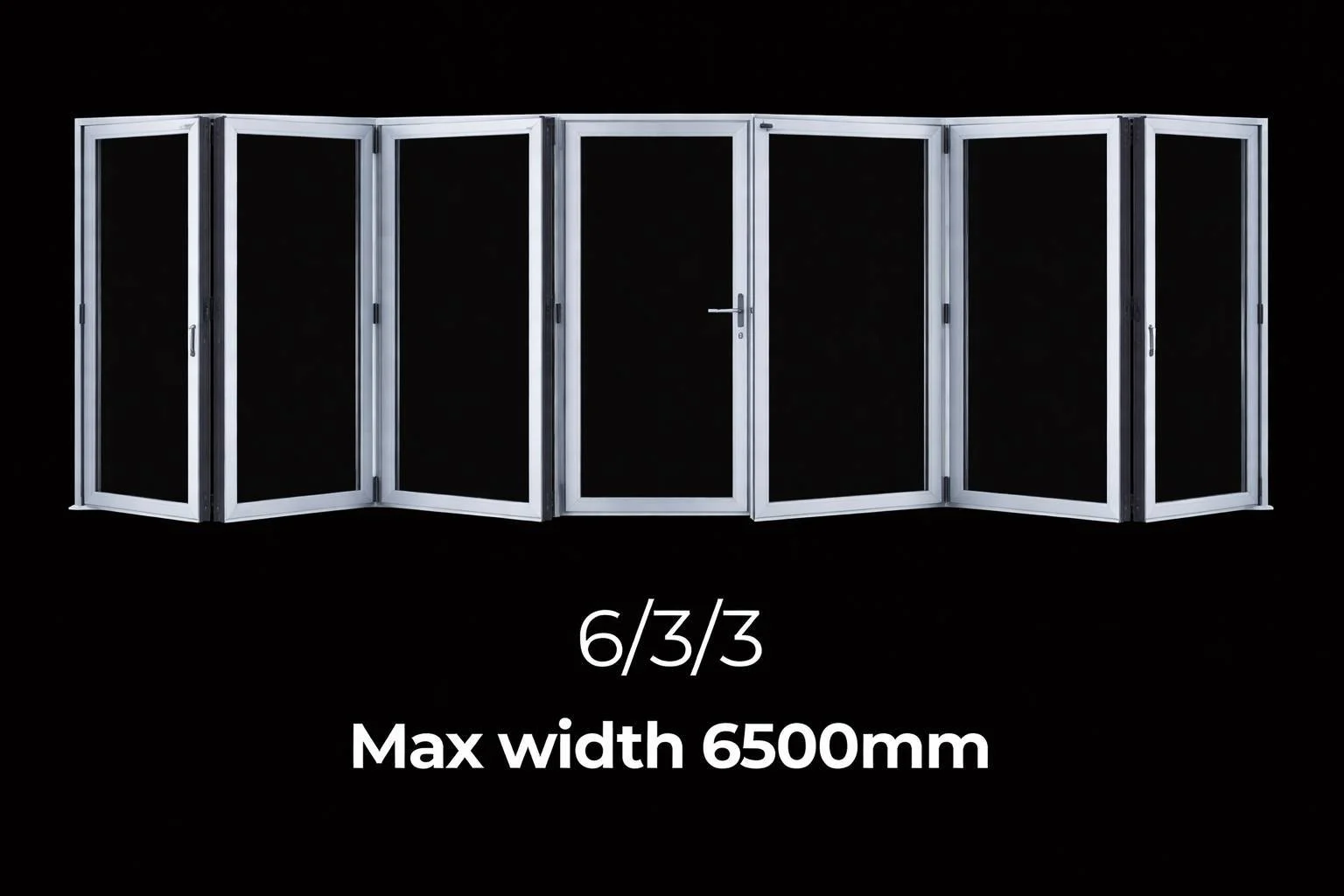 บานเฟี้ยมอลูมิเนียม 6 บาน ระบบ 6/3/3 กว้างสูงสุด 6500mm ยอดนิยม